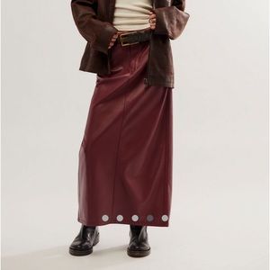 Free People Burgundy Maxi Skirt